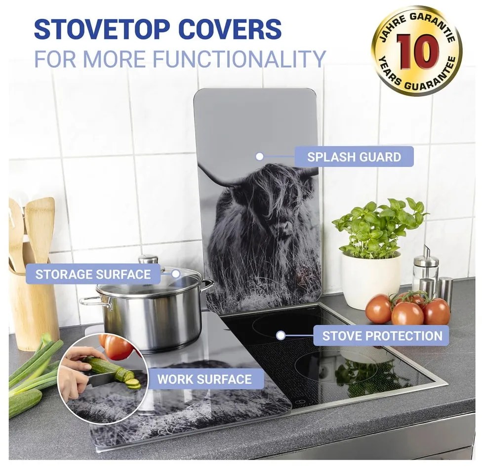 Edzett üveg tűzhely fedőlap szett 2 db-os 30x52 cm Universal Highland Cattle – Wenko