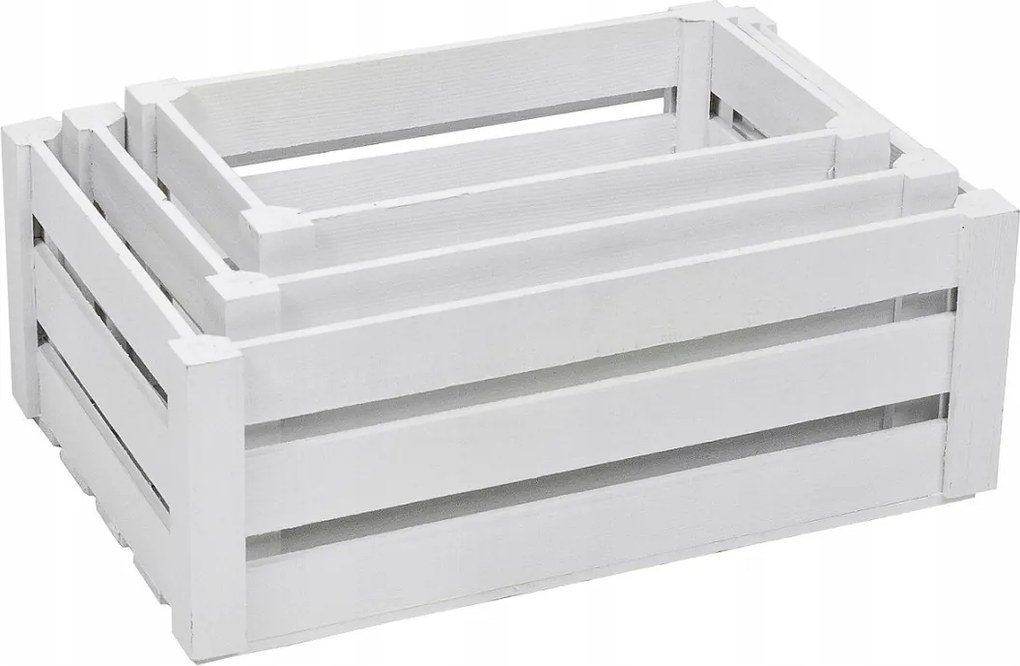 Dobozok Fehér fa tároló dobozok Szett 3