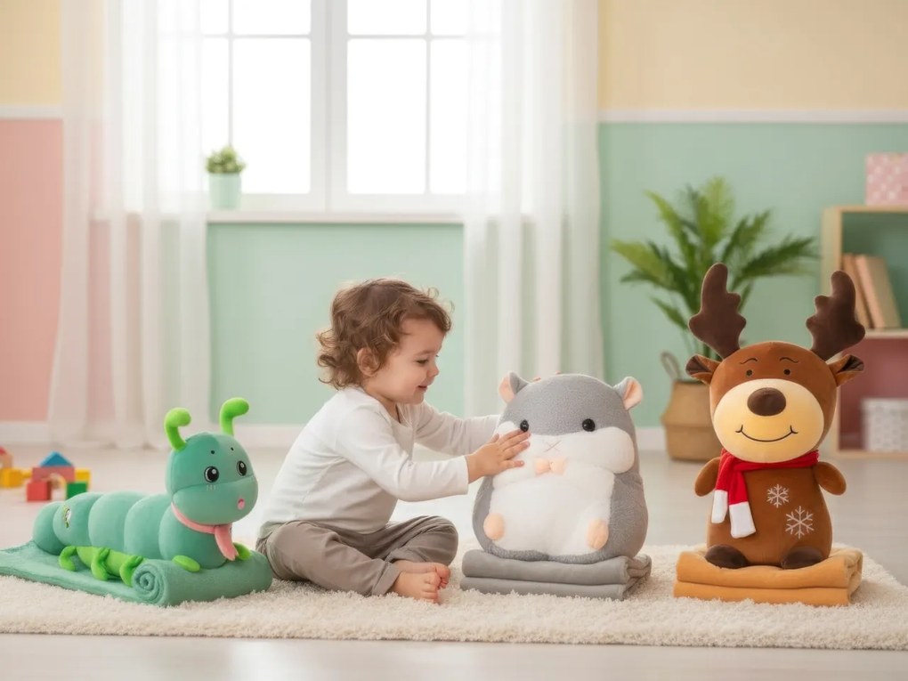 Plüss HERNYÓ zöld babatakaróval belül