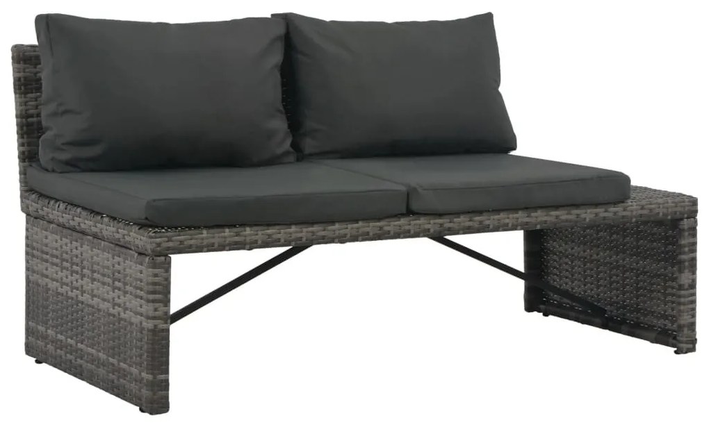 3-részes szürke polyrattan kerti bútorszett párnákkal