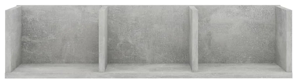 betonszürke szerelt fa CD-tartó fali polc 75 x 18 x 18 cm