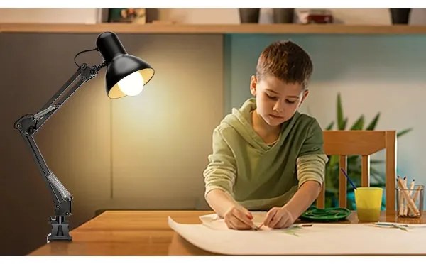 Aigostar - Asztali lámpa 2in1 1xE27/40W/230V fekete