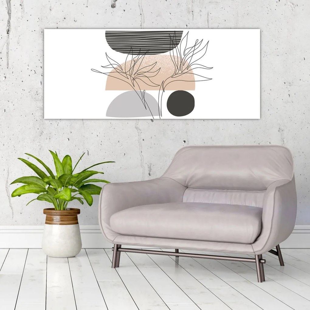 Kép - Vonal művészet virágok N⁰2 (120x50 cm)