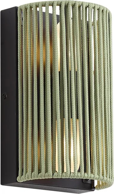 Japandi fali lámpa zöld fekete színben IP44 - Jayla