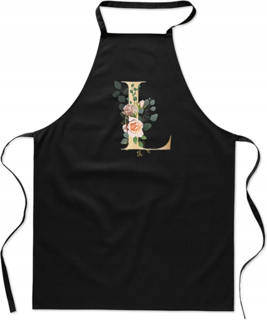 Konyhai Kötény fekete L Betűvel Lara Laura Leosia Leszek FA_343_cz