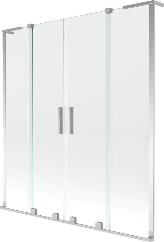 Mexen Velar L Duo 2-paneles tolóajtós fürdőkád-paraván 160 x 150 cm, átlátszó, króm - 896-160-003-02-01