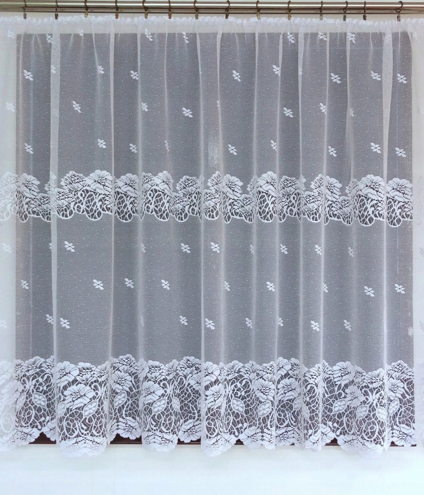 Mg Függöny jacquard 638/34 Fehér 440x170 K szalaggal