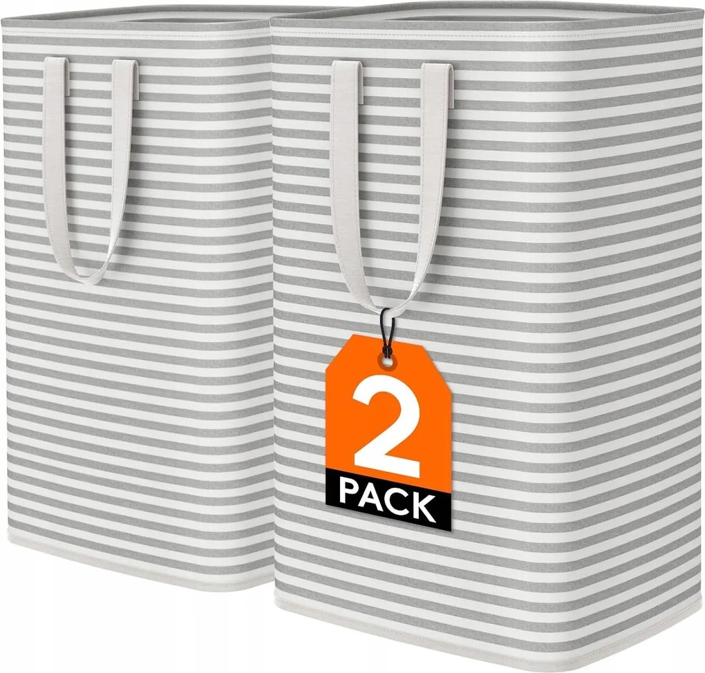 Szabadonálló szennyestartó kosár Szennyestartó Kosár 80 Liter 2 db fehér szürke