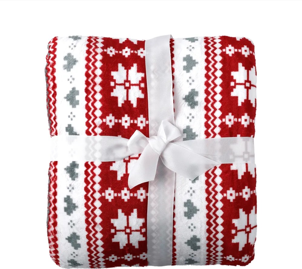 Kétoldalas bárány takaró, téli minta, 150x200, SAMANTE