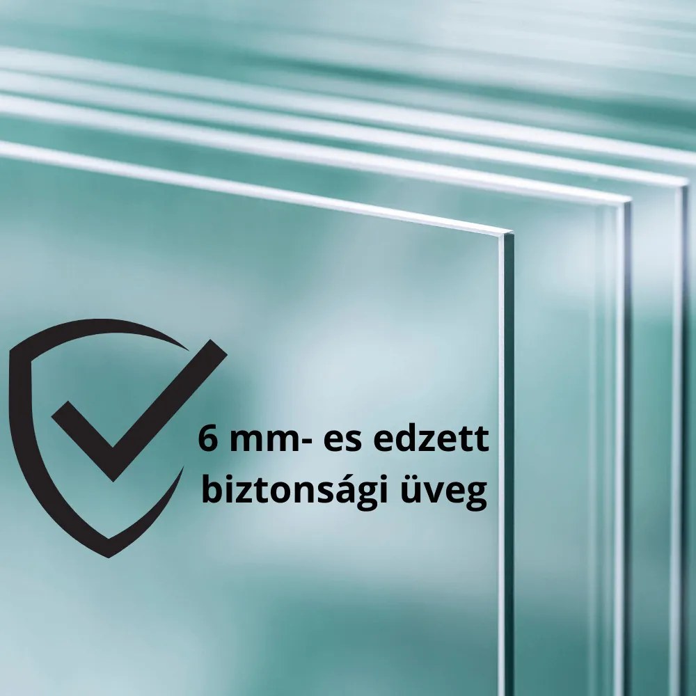 Stuxi Torino Black 100x100 szögletes nyílóajtós zuhanykabin 6 mm vízlepergető biztonsági üveggel, fekete elemekkel, 200 cm magas