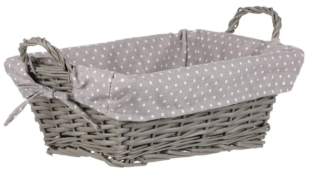Fonott kosár szövettel szürke, 35 x 25 x 13 cm
