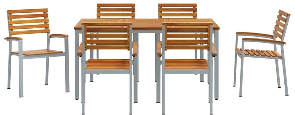 Kert étkező szett 7 pcs Szürke és barna 150 x 90 x 75 cm