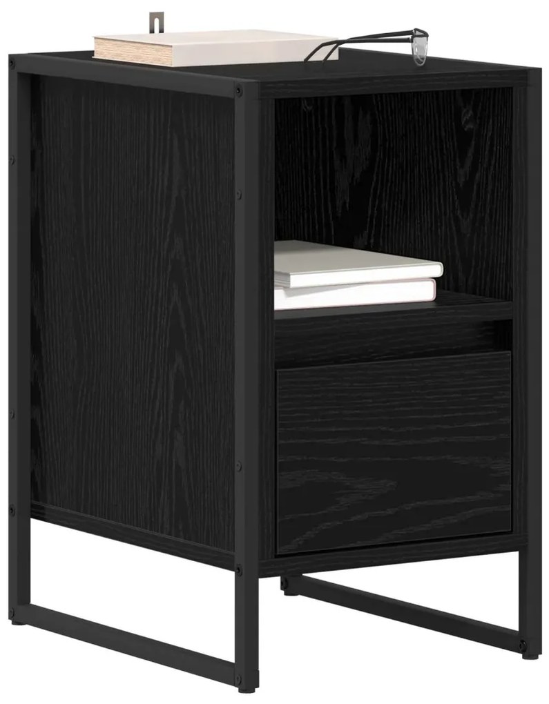 vidaXL Éjjeli asztal fiókkal Fekete tölgy 39,5 x 30 x 50 cm Faanyag