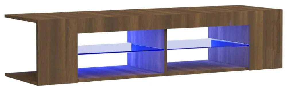 barna tölgyszínű TV-szekrény LED-világítással 135 x 39 x 30 cm