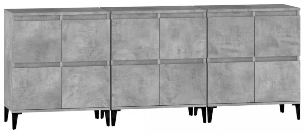 3 db betonszürke szerelt fa tálalószekrény 60 x 35 x 70 cm
