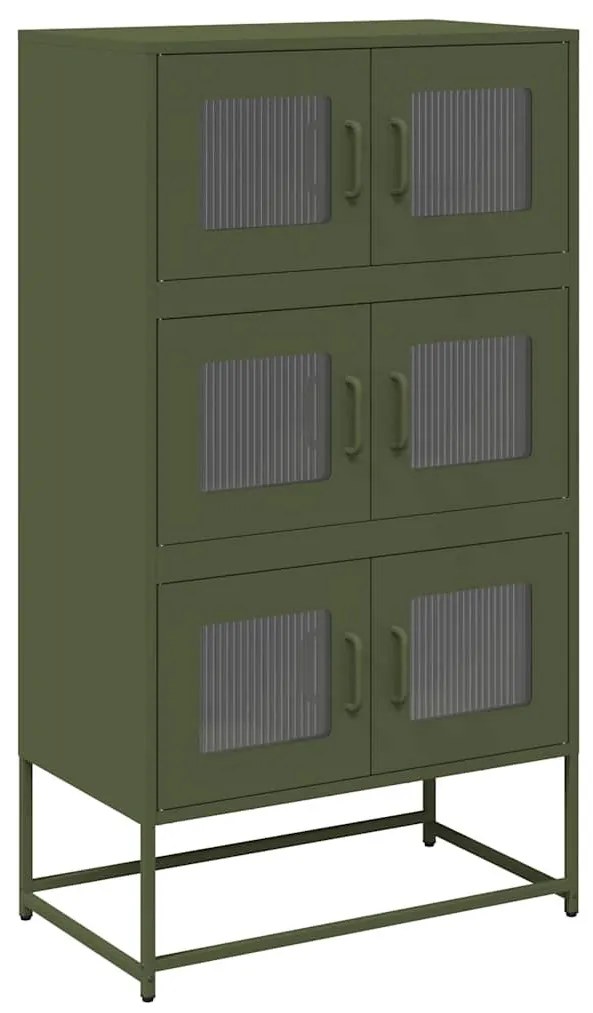 Highboard olívazöld 68x39x123 cm Acél