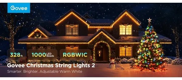 Govee - LED RGBICW kültéri karácsonyi lánc 2700-6500K 20m Wi-Fi Matter IP66