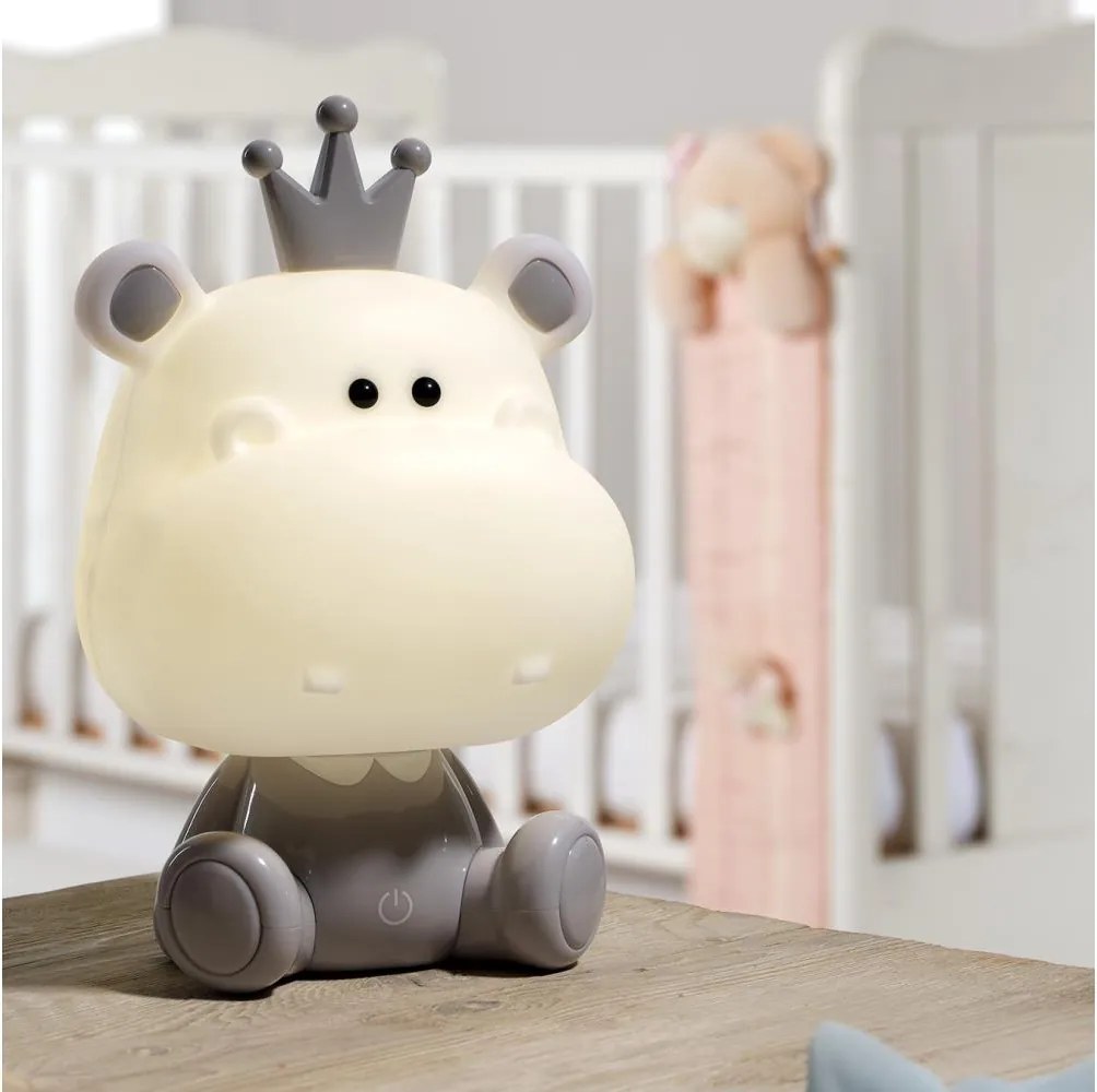 ONLI - LED dimmelhető gyermek éjjeli lámpa PUPPIES LED/3W/230V 25 cm víziló/szürke