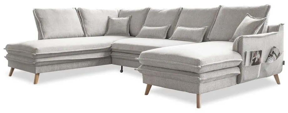 Bézs kinyitható sarokkanapé (bal oldali-U alakú) Charming Charlie – Miuform