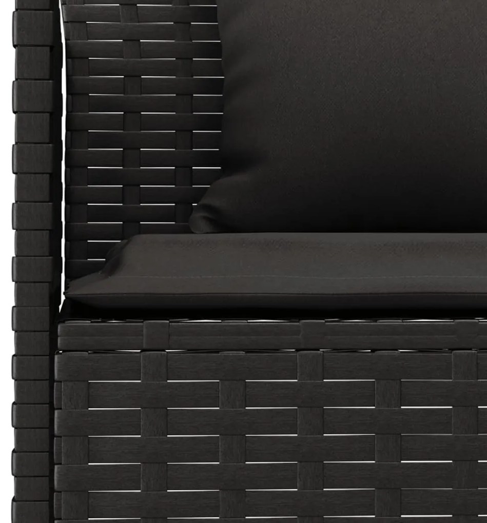 vidaXL 2 részes fekete polyrattan kerti étkezőgarnitúra párnával