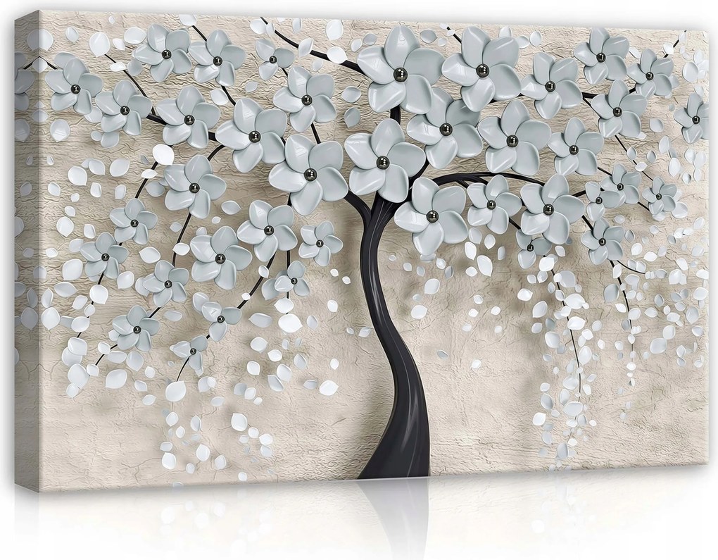 Vászonkép 60x40 3D Textúra Fa Virágok Tavasz Művészet Fal