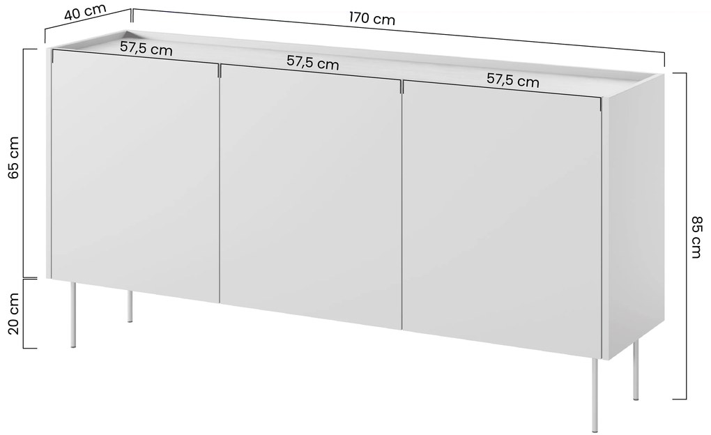Desin háromajtós komód fiókkal 170 3D2SZ - olívazöld / nagano-tölgy