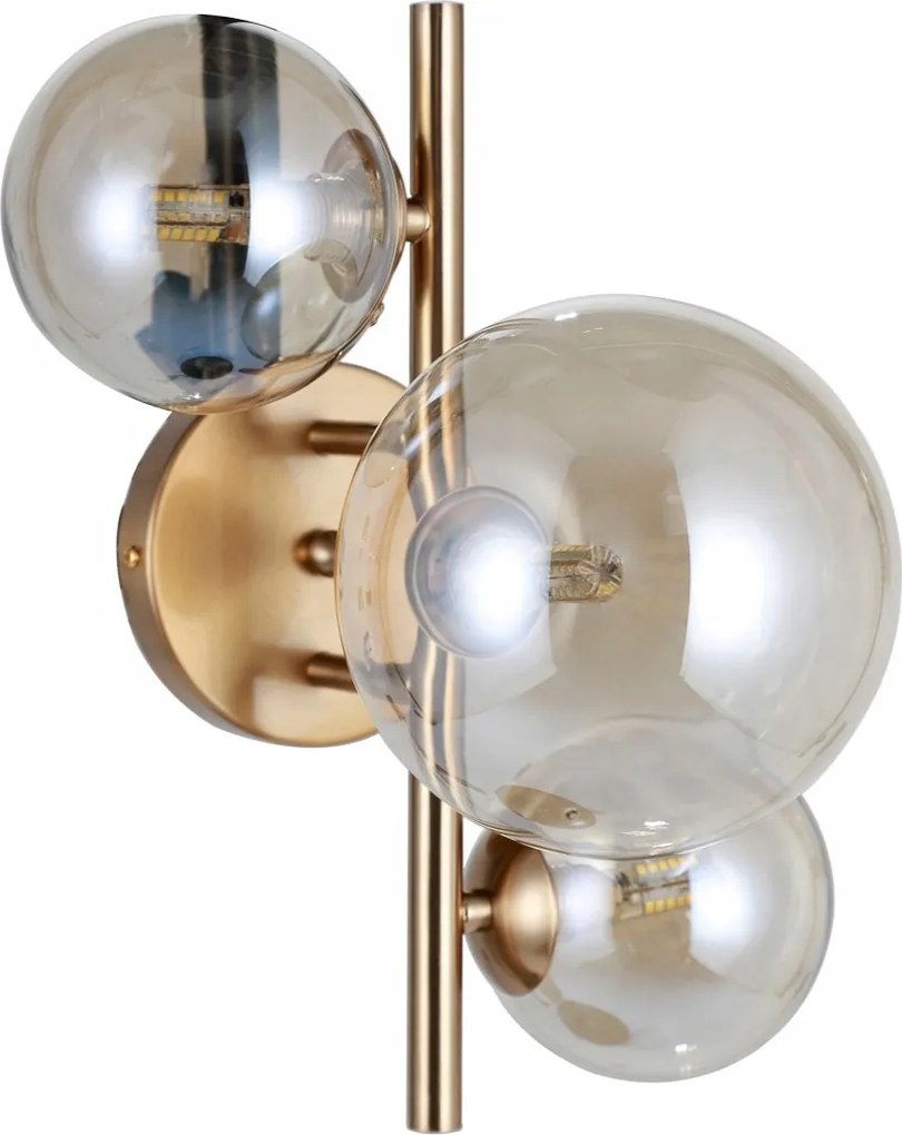Fali lámpa, arany fali lámpa étkezőbe, konyhába borostyán gömbök Canello