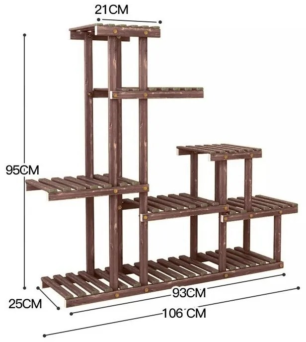 Modern virágtartó állvány 106 x 25 x 95 cm - barna