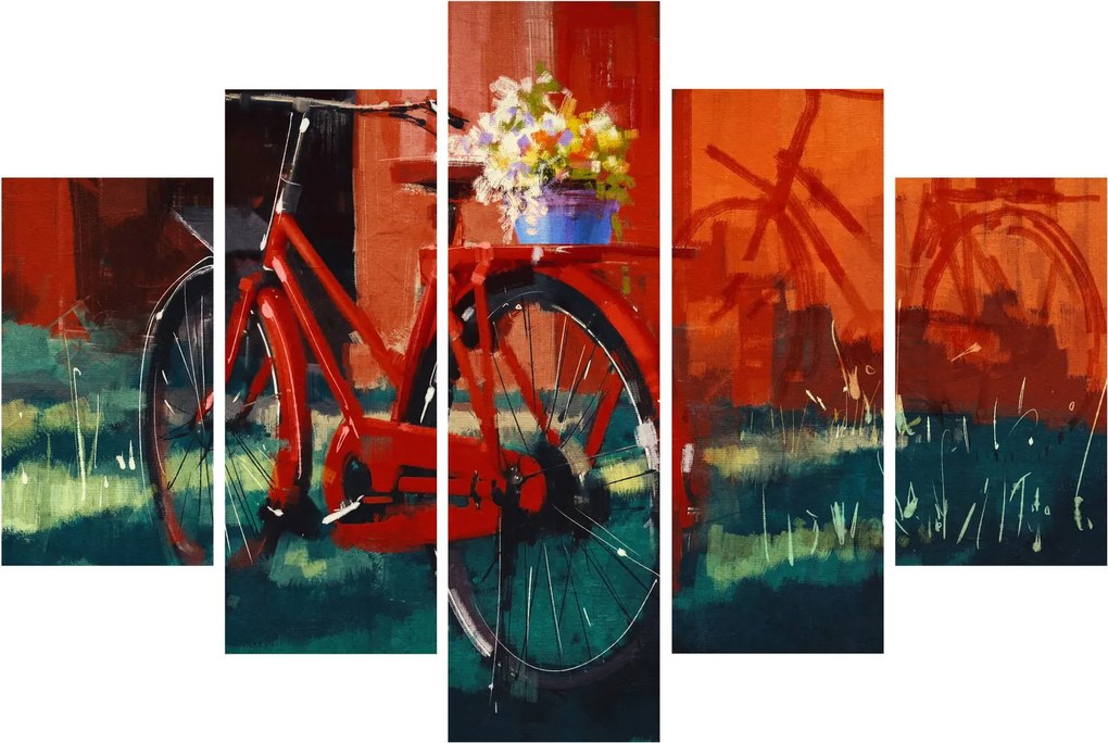 Piros kerék képe, akril festés (150x105 cm)