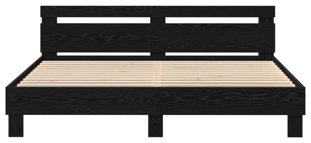 Ágykeret LED -es lámpákkal Musta tammi 200 x 200 cm Faanyag