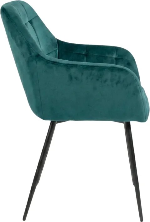 Sötétzöld LOREN VELVET étkezőszék fekete lábakkal