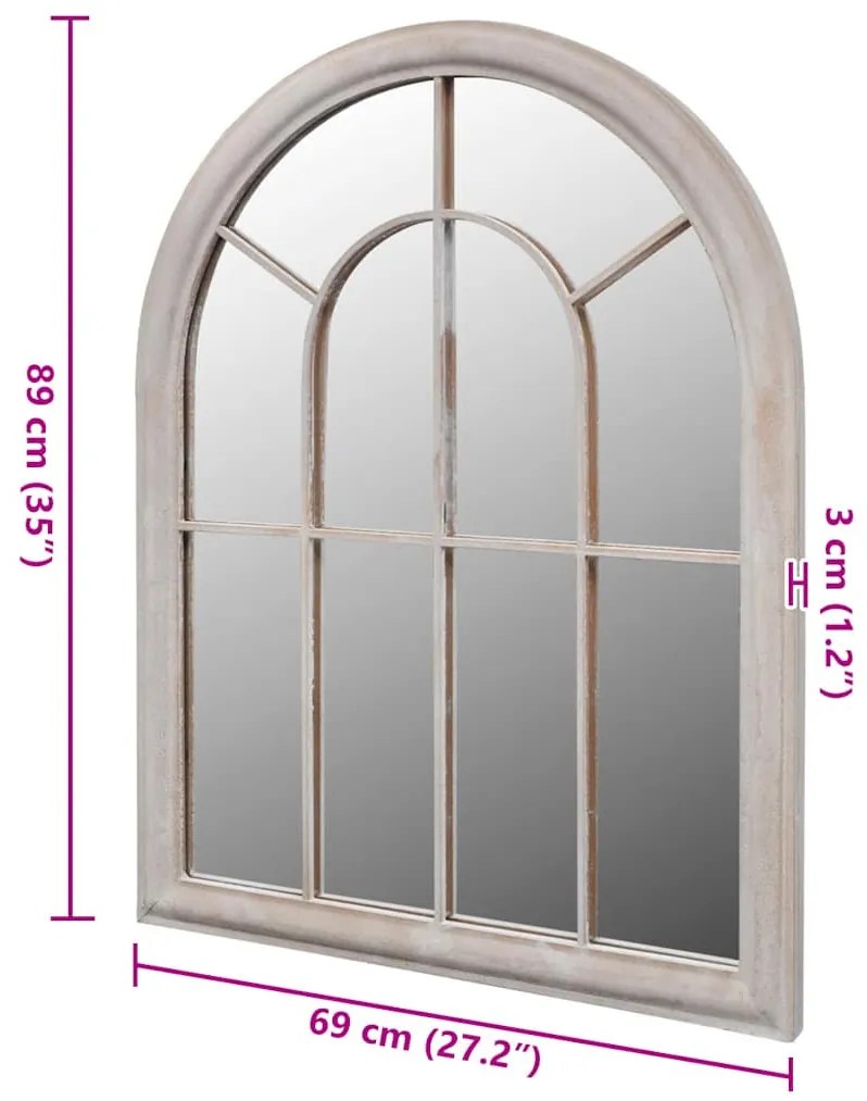 rusztikus íves kerti tükör kültéri/beltéri használatra 69x89cm
