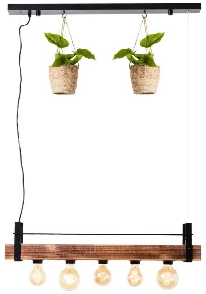 Brilliant - Kábeles függeszték BANKWOOD 5xE27/28W/230V nyárfa