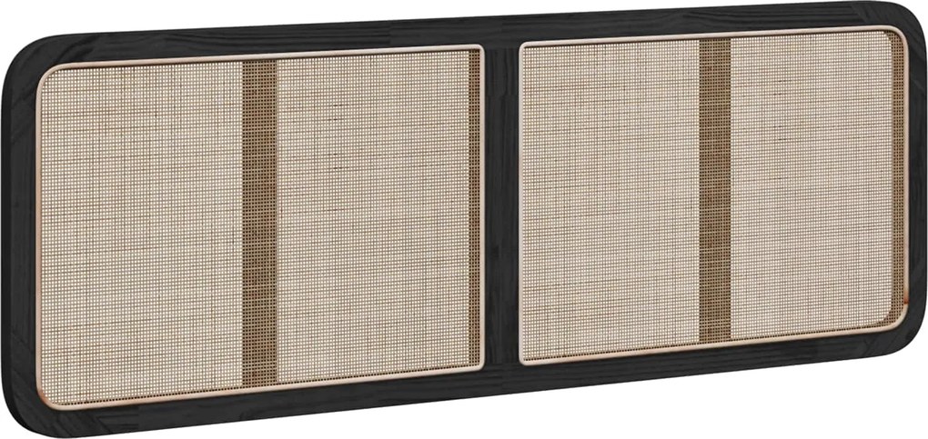 vidaXL Fejtámla fejtámlával Fekete 160 x 55 x 3 cm Rattan
