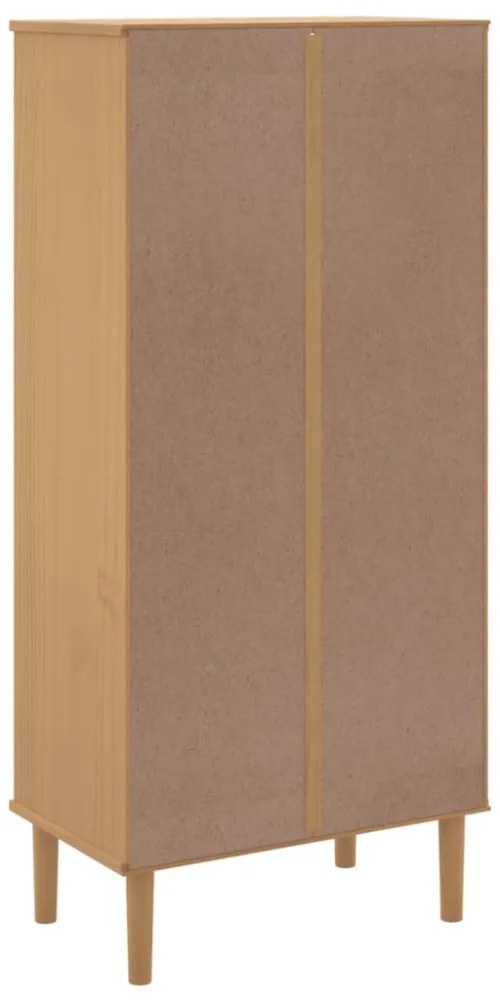 SENJA barna rattanhatású tömör fenyő könyvszekrény 60x35x130 cm