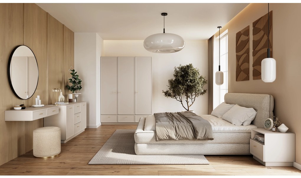 Lorini komód 150 cm - kasmír / arany T-bar fogantyúk