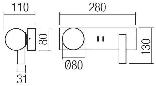 Redo 01-4663 - NORMA LED fali lámpa LED/5W/230V + LED/3W CRI 90 USB fekete