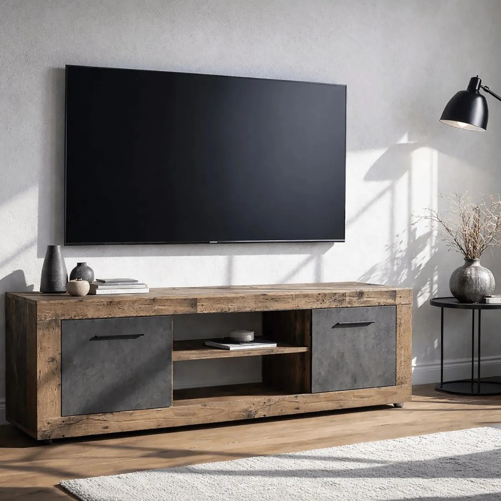 BLAGO RTV szekrény 140 cm – sötét tölgy/grafit