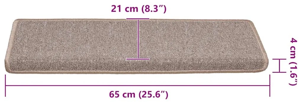 30 db világosbarna lépcsőszőnyeg 65x21x4 cm