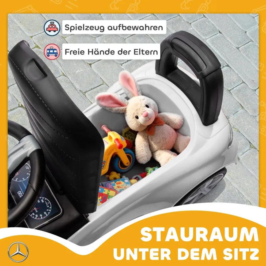AIYAPLAY Mercedes-Benz C-osztályú kisautó kürttel, motorhangokkal, tárolóhellyel, 18-36 hónapos gyermekeknek, fehér