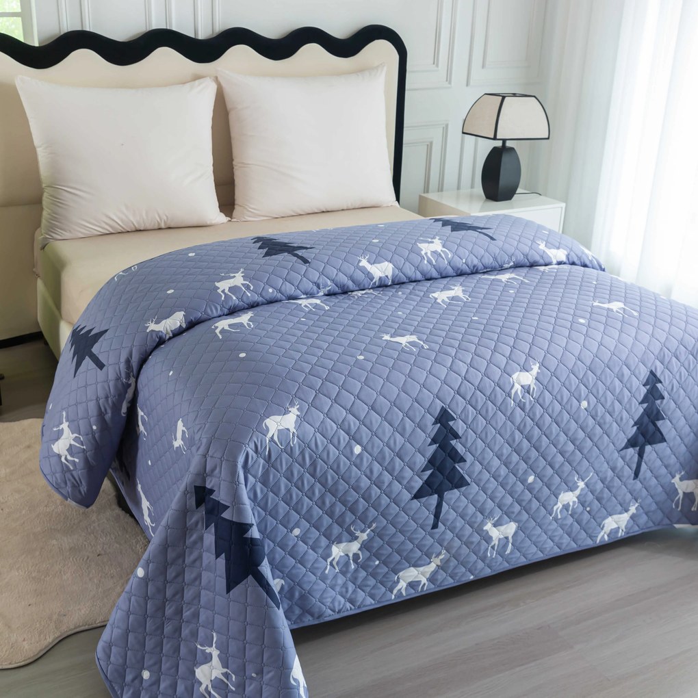 DEER AND TREE szürkéskék ágytakaró Méret: 220 x 240 cm