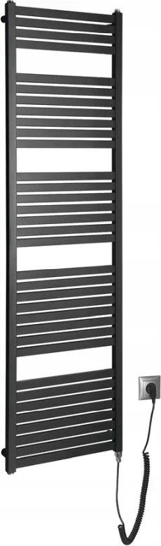 Aqualine Tondi-e elektromos radiátor 450x1690 mm 600 W matt fekete DE446T