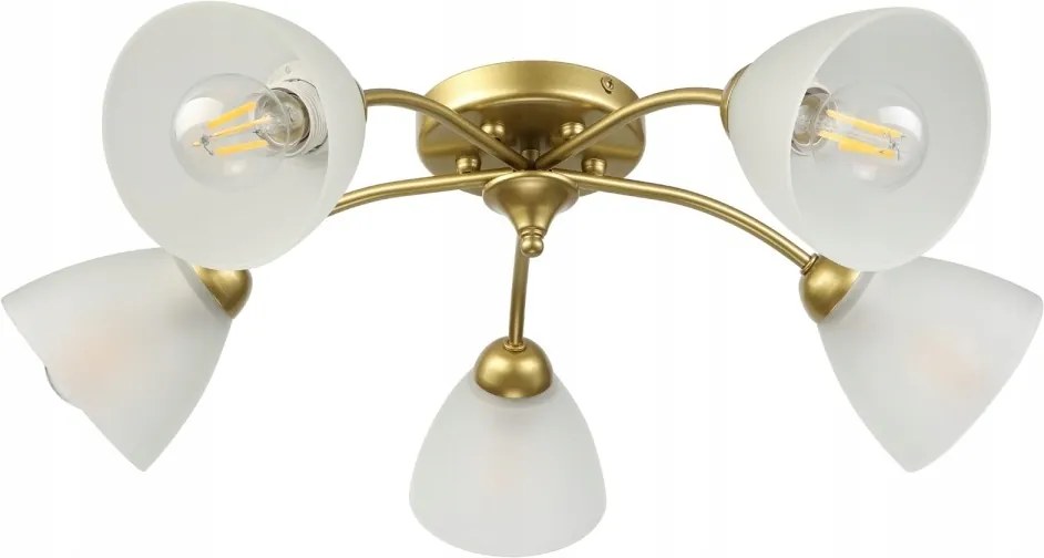 Lampa sufitowa Arco 5-punktowa Złota E27 transparentne klosze