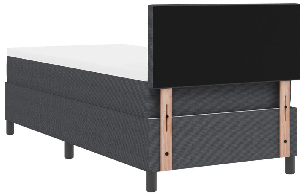 Box Spring Ágy Matracokkal Sötétszürke 90x200 cm Kordbársony