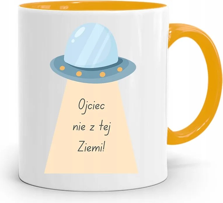 Sárga Apák Napi Bögre Apáknak Nem Ebből A Földből, fényképes nyomattal