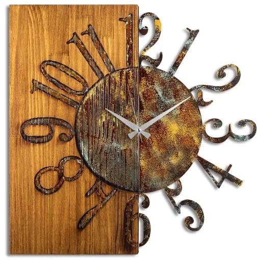 Fali óra 58x58 cm, 1xAA, fa/fém kivitel