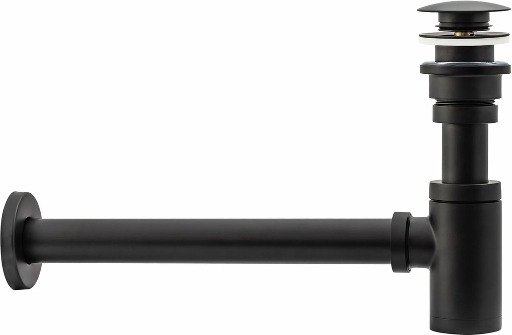 Rea Black Matt univerzális mosdószifon click-clack leeresztő szeleppel