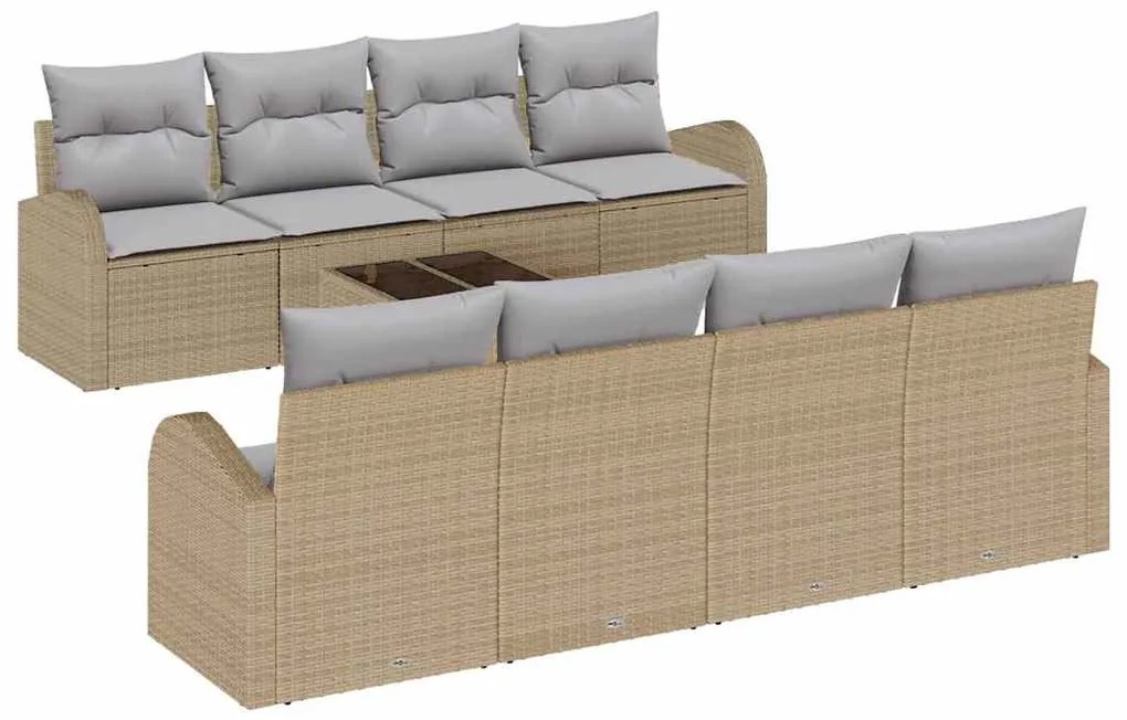 Kerti Kanapé Szett 7 pcs Bézs 55 x 55 x 37 cm polirattan