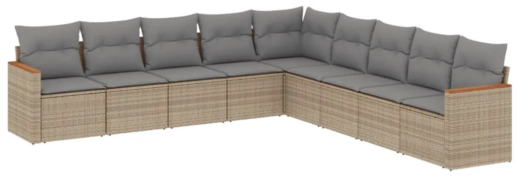 9 részes bézs polyrattan kerti ülőgarnitúra párnákkal