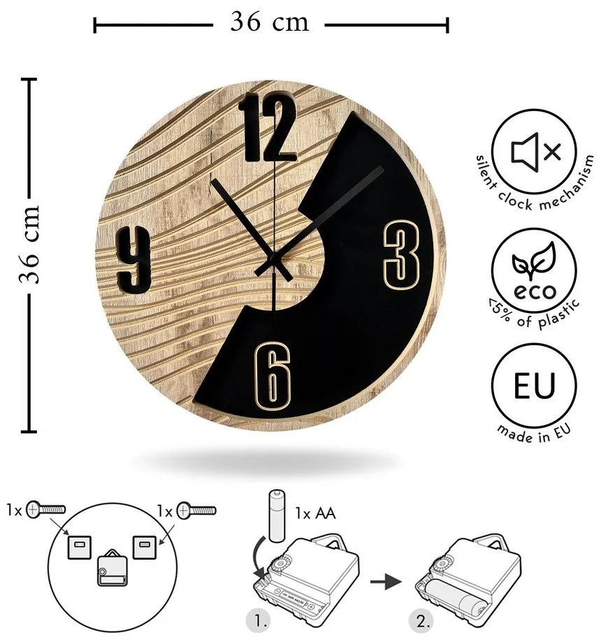 Fali óra ø 36 cm Ryan – Styler